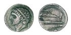 cabeza diademada imberbe y joven acuñada en monedas cartaginesas de los (...)