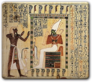 Escena de adoración a Osiris en el “Libro de los Muertos” de Pinudjem I. Necrópolis de Tebas Oeste